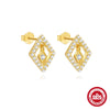 Wholesale S925 Sterling Silver Heart Water Drop Earrings With Geometric Pattern And Zirconia Processing