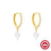 Wholesale S925 Sterling Silver Heart Water Drop Earrings With Geometric Pattern And Zirconia Processing