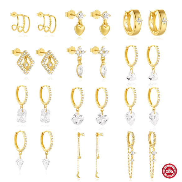 Wholesale S925 Sterling Silver Heart Water Drop Earrings With Geometric Pattern And Zirconia Processing