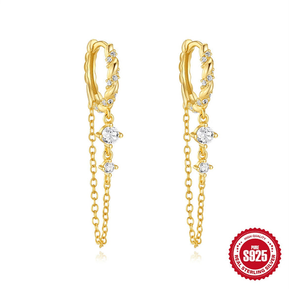 Wholesale S925 Sterling Silver Heart Water Drop Earrings With Geometric Pattern And Zirconia Processing