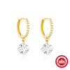 Wholesale S925 Sterling Silver Heart Water Drop Earrings With Geometric Pattern And Zirconia Processing