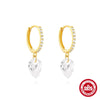 Wholesale S925 Sterling Silver Heart Water Drop Earrings With Geometric Pattern And Zirconia Processing