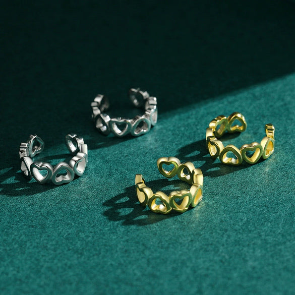 Wholesale S925 Sterling Silver Heartshaped Allmatch Women's Ear Clip Without Ear Holes Seiko Design