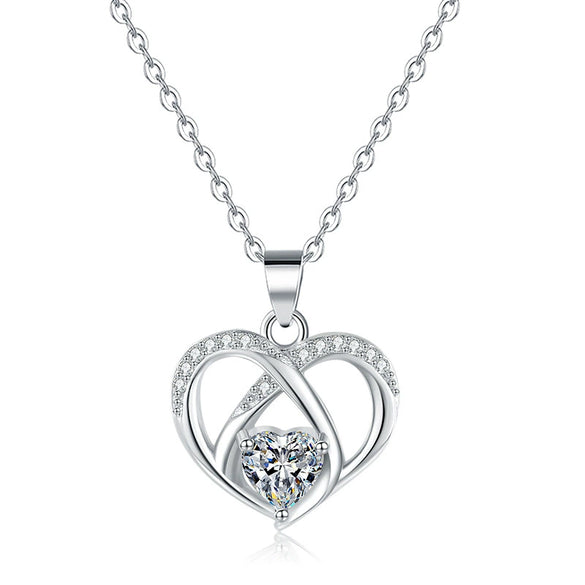 Wholesale S925 Sterling Silver Heartshaped Collarbone Necklace Fashionable Temperament Light Luxury