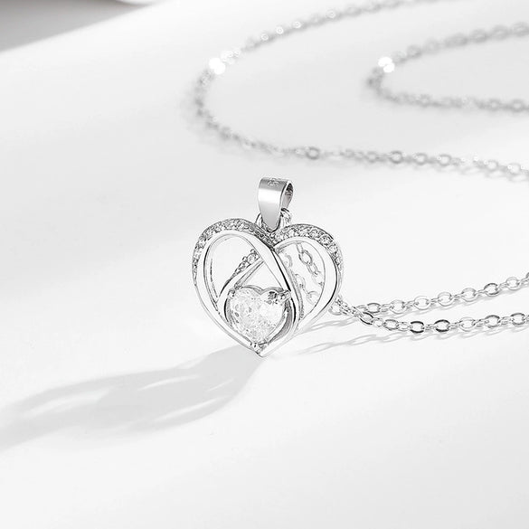 Wholesale S925 Sterling Silver Heartshaped Collarbone Necklace Fashionable Temperament Light Luxury