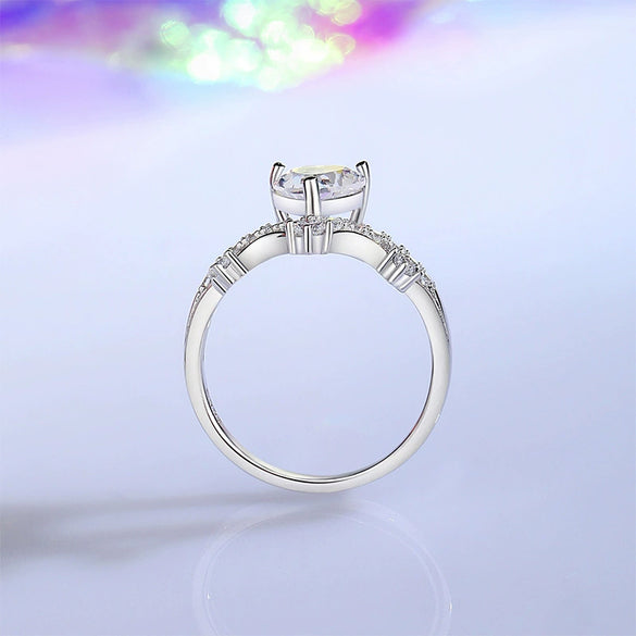 Wholesale S925 Sterling Silver Heartshaped Crown Ring For Women With Diamond Design