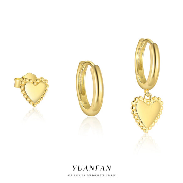 Wholesale S925 Sterling Silver Heartshaped French Minimalist Sweet Style Women's Earrings With Electroplating