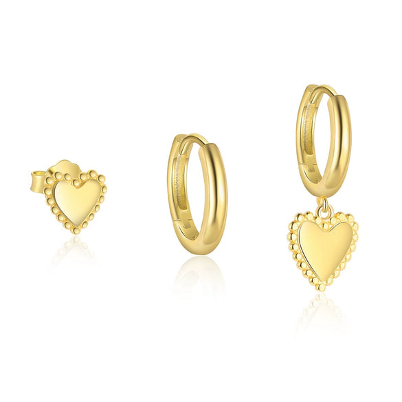 Wholesale S925 Sterling Silver Heartshaped French Minimalist Sweet Style Women's Earrings With Electroplating