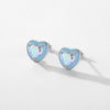 Wholesale S925 Sterling Silver Heartshaped Inlaid Colorful Zircon Sweet Women's Earrings