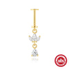 Wholesale S925 Sterling Silver Heartshaped Lightning Butterfly Zircon Tassel Flat Head Cartilage Piercing Earrings