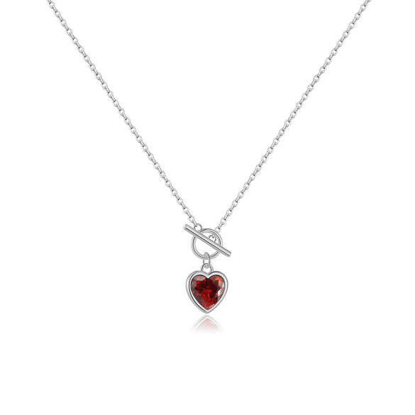 Wholesale S925 Sterling Silver Heartshaped Lucky Stone Necklace With Fashion Ot Buckle And Retro Design Electroplated With Platinum Or 18K Gold For Women
