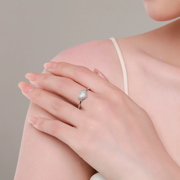 Wholesale S925 Sterling Silver Heartshaped Microinlay Small Fresh Sweet Women's Love Ring Jewelry
