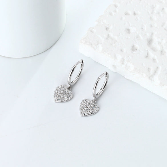 Wholesale S925 Sterling Silver Heartshaped Sweet Style Earrings Plated Real Gold Colorretaining Jewelry
