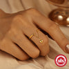 Wholesale S925 Sterling Silver Heartshaped Tassel Diamond Chain Adjustable Ring With Electroplating And Real Gold Plating For Women