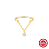 Wholesale S925 Sterling Silver Heartshaped Tassel Diamond Chain Adjustable Ring With Electroplating And Real Gold Plating For Women