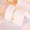 Wholesale S925 Sterling Silver Heartshaped Tassel Long Adjustable Love Collarbone Necklace With Electroplating For Women