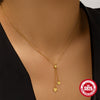Wholesale S925 Sterling Silver Heartshaped Tassel Long Adjustable Love Collarbone Necklace With Electroplating For Women