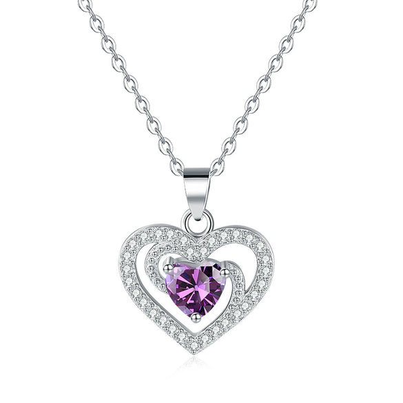 Wholesale S925 Sterling Silver Heartshaped Women's Fashion Collarbone Necklace