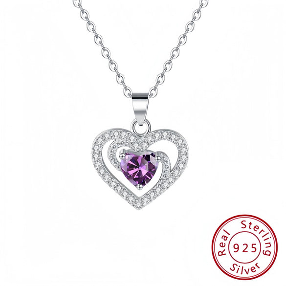 Wholesale S925 Sterling Silver Heartshaped Women's Fashion Collarbone Necklace