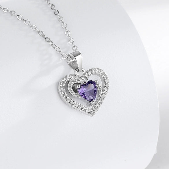 Wholesale S925 Sterling Silver Heartshaped Women's Fashion Collarbone Necklace