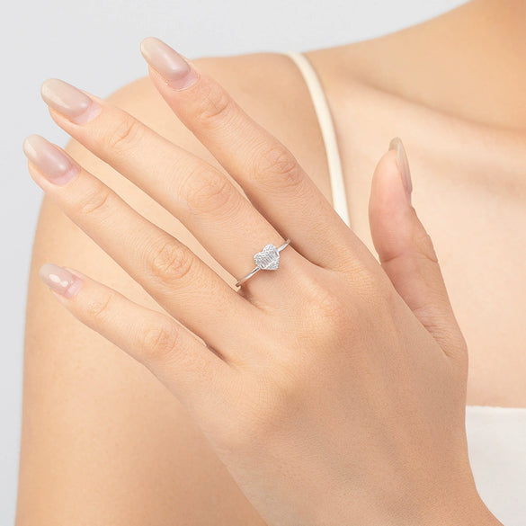 Wholesale S925 Sterling Silver Heartshaped Zircon Inlaid Ring For Women Simple And Versatile Style