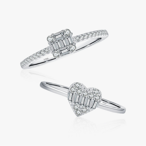 Wholesale S925 Sterling Silver Heartshaped Zircon Inlaid Ring For Women Simple And Versatile Style