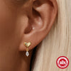 Wholesale S925 Sterling Silver Heartshaped Zircon Pendant Earrings For Women Geometric Pattern Fashion Metal Design