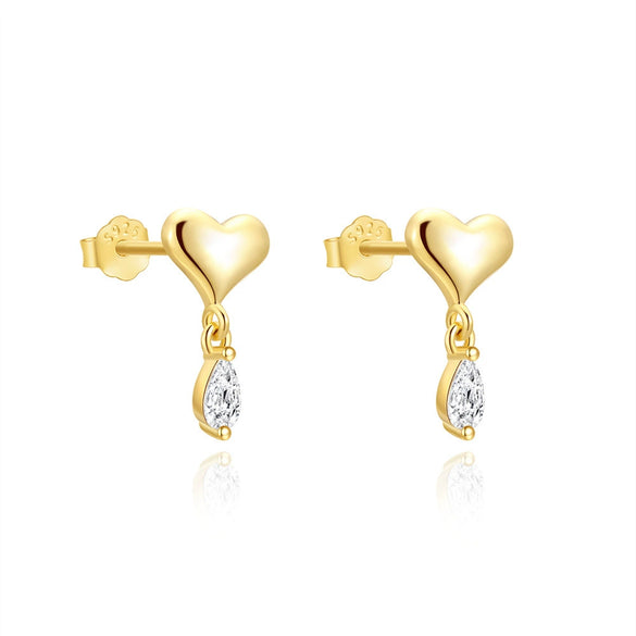 Wholesale S925 Sterling Silver Heartshaped Zircon Pendant Earrings For Women Geometric Pattern Fashion Metal Design