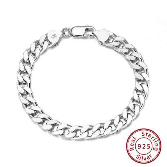 Wholesale S925 Sterling Silver Hip Hop Cuban Chain Bracelet With Geometric Design And Electroplating
