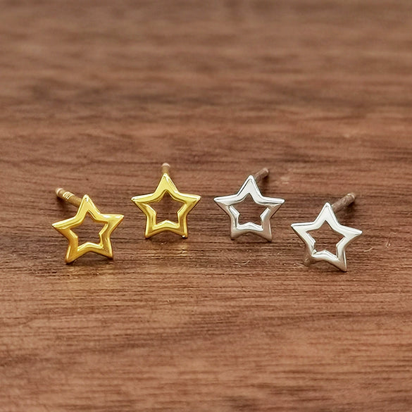 Wholesale S925 Sterling Silver Hollow Fivepointed Star Earrings With Electroplating For Women Simple And Fashionable Ear Jewelry