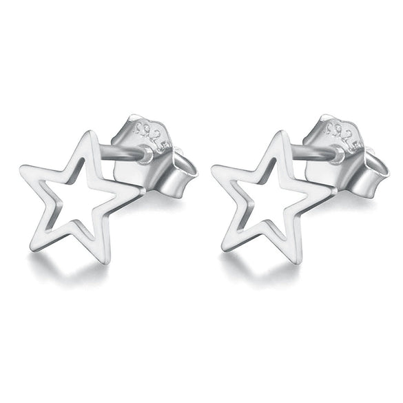 Wholesale S925 Sterling Silver Hollow Fivepointed Star Earrings With Electroplating For Women Simple And Fashionable Ear Jewelry