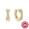 Wholesale S925 Sterling Silver Hollow Geometric Double Layer Cross Water Drop Heart Shaped Inlaid Zircon Earrings For Women