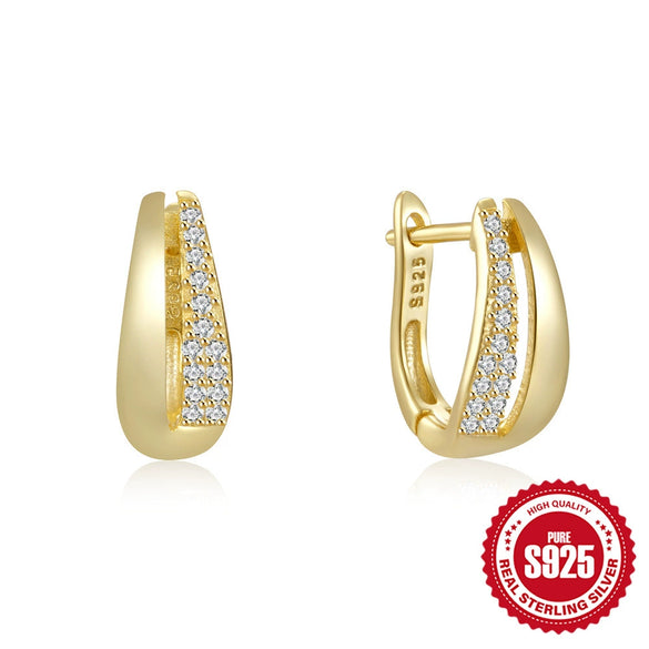 Wholesale S925 Sterling Silver Hollow Geometric Double Layer Cross Water Drop Heart Shaped Inlaid Zircon Earrings For Women