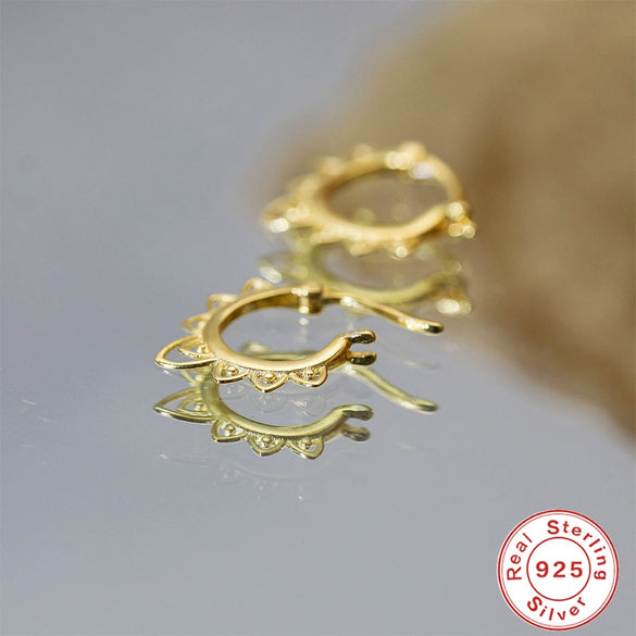 Wholesale S925 Sterling Silver Hollow Geometric Pattern Earrings With Creative Ear Buckle And Electroplating Treatment For Women