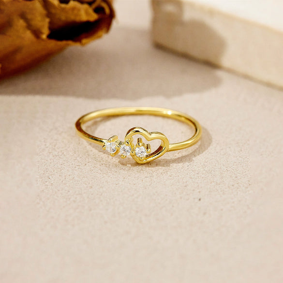 Wholesale S925 Sterling Silver Hollow Heart Ring With Electroplating Geometric Design For Women And Unisex