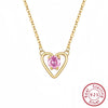 Wholesale S925 Sterling Silver Hollow Heartshaped Women's Fresh Sweet Fashion Clavicle Chain Necklace Jewelry