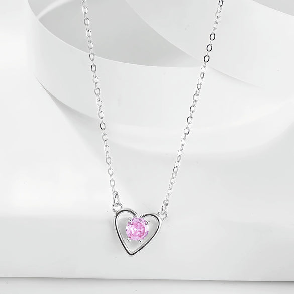 Wholesale S925 Sterling Silver Hollow Heartshaped Women's Fresh Sweet Fashion Clavicle Chain Necklace Jewelry
