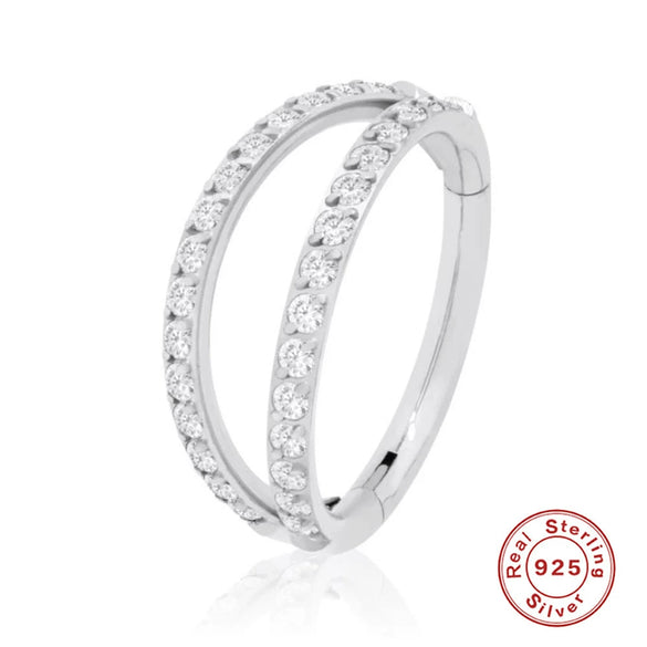 Wholesale S925 Sterling Silver Hollow Threerow Diamondembedded Multilayer Curved Geometric Ear Clip Ear Buckle Earrings For Women With Electroplating