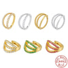 Wholesale S925 Sterling Silver Hollow Threerow Diamondembedded Multilayer Curved Geometric Ear Clip Ear Buckle Earrings For Women With Electroplating