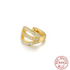 Wholesale S925 Sterling Silver Hollow Threerow Diamondembedded Multilayer Curved Geometric Ear Clip Ear Buckle Earrings For Women With Electroplating