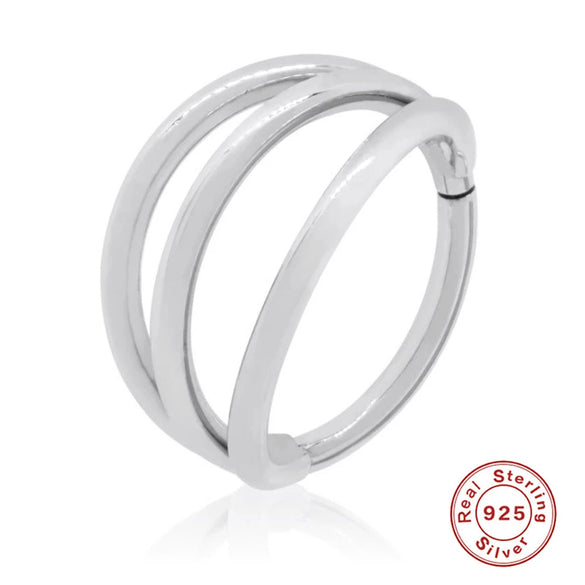 Wholesale S925 Sterling Silver Hollow Threerow Diamondembedded Multilayer Curved Geometric Ear Clip Ear Buckle Earrings For Women With Electroplating