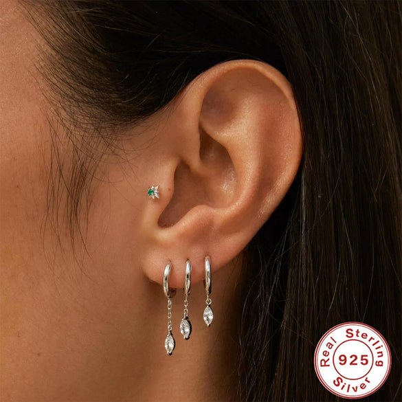 Wholesale S925 Sterling Silver Hoop Earrings With Geometric Design And Electroplating And Real Gold Plating For Women