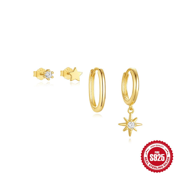 Wholesale S925 Sterling Silver Horse Eye Diamond Foundation Earrings 4Piece Set With Geometric Style And Electroplating Treatment