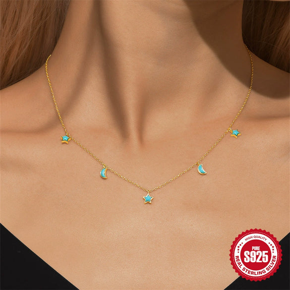 Wholesale S925 Sterling Silver Horse Eye Stone Water Drop Pendant Clavicle Necklace For Women With Geometric Pattern And Electroplating