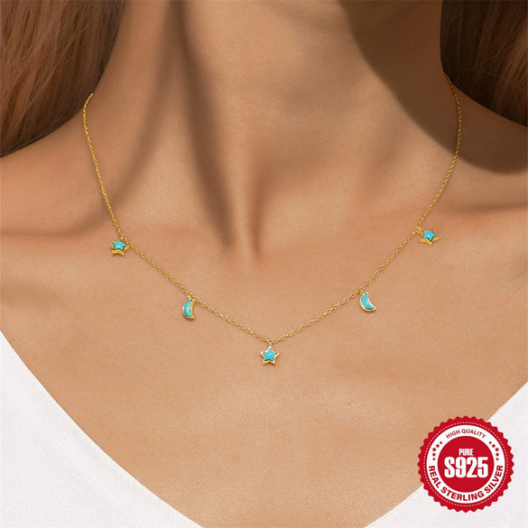 Wholesale S925 Sterling Silver Horse Eye Stone Water Drop Pendant Clavicle Necklace For Women With Geometric Pattern And Electroplating
