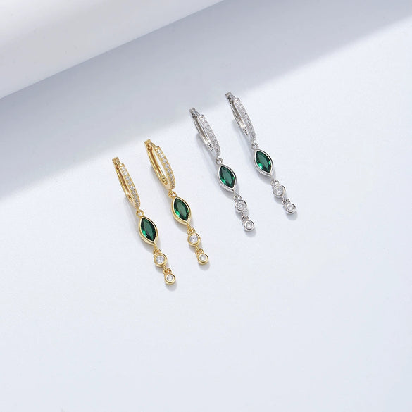 Wholesale S925 Sterling Silver Horse Eye Zircon Earrings For Ladies With Geometric Design And Elegant Style