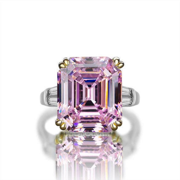 Wholesale S925 Sterling Silver Ice Flower Cut Geometric Square Ring With High Carbon Diamond For Women Electroplated