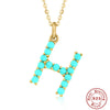 Wholesale S925 Sterling Silver Initial Letter Necklace With High End Natural Turquoise O Chain Electroplated