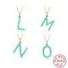 Wholesale S925 Sterling Silver Initial Letter Necklace With High End Natural Turquoise O Chain Electroplated