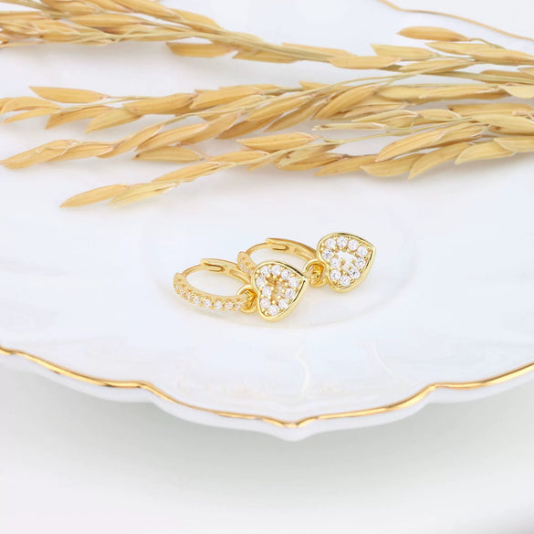 Wholesale S925 Sterling Silver Inlaid Color Zircon Heartshaped Sweet Style Women's Love Earrings